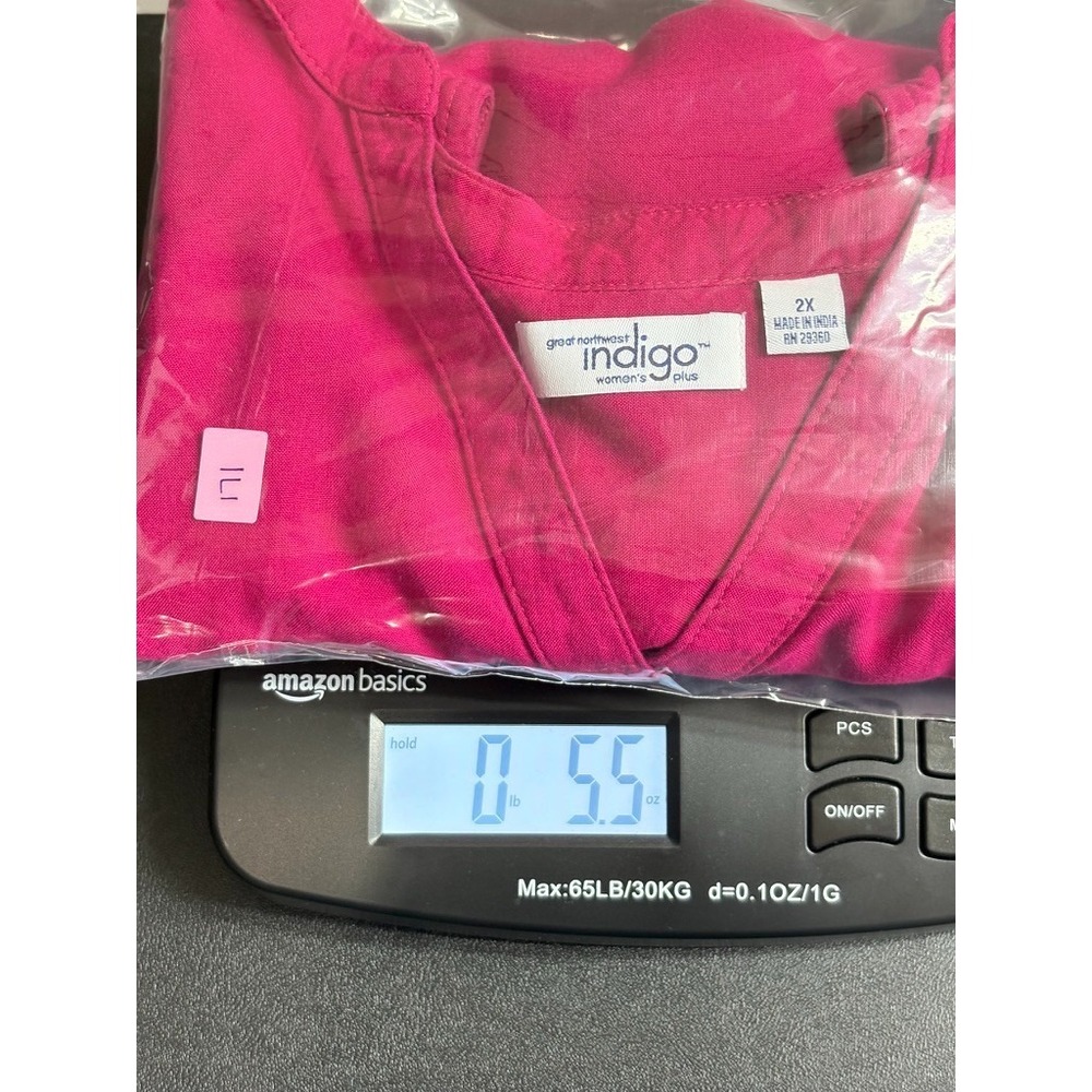 Great Northwest Indigo Womens 2X Pink Rayon Tank Blouse Casual Summer Top Plus - Picture 8 of 8